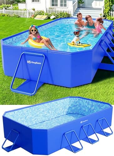 KingSom Piscine Tubulaire rectangulaire,Piscine hors Sol rectangulaire,Surdimensionné et Épaissi,Piscine Metal Frame Piscine Tubulaire,Facile à Ranger,Piscine Pliable,Piscine Adulte, 269 x 167 x 51 cm
