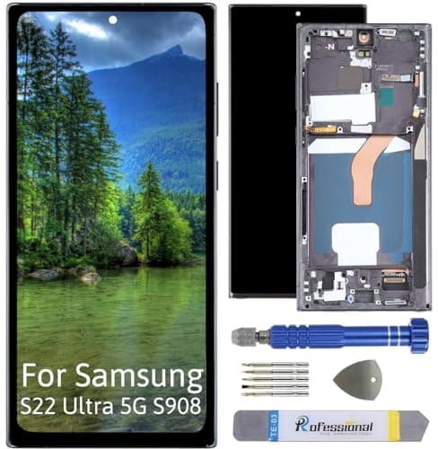 Int'x Ecran OLED pour Samsung S22 Ultra 5G(Fingerprint) - Ecran de Remplacement pour LCD/OLED - Écran Tactile de Haute qualité avec châssis - Outils de Remplacement d'écran supplémentaires - Noir