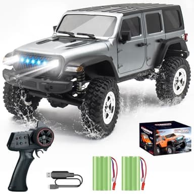 Mostop RC Crawler 1:18 Camion d'escalade 4x4 avec 2 batteries, camion télécommandé tout terrain Rock Crawler Truck 4WD Off Road RC Jeep avec lumière froide, étanche