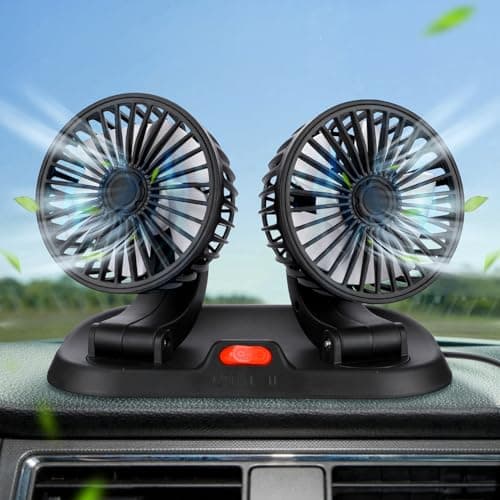 Ventilateur de voiture double tête ventilateur rotatif 360° ventilateur silencieux puissant 2 vitesses USB portable ventilateur de voiture avec numéro pasteurs ventilateur de table pour voiture bureau