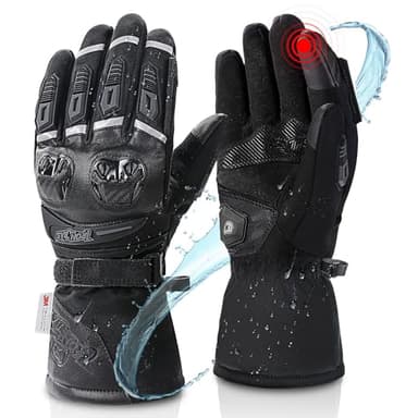 Grapelet Gants de Moto d'Hiver Imperméables Coupe-Vent pour Hommes, à Écran Tactile pour Sports de Plein Air, M