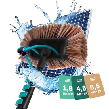 VONROC Brosse de Lavage Telescopique 6,50m - Nettoyage Panneaux Solaires, Murs, Vitres, Voiture - Nettoyeur de Vitres Professionnel 2-en-1 avec Perche Telescopique - Tuyau, Distributeur Savon Inclus
