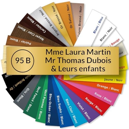 Plaque Gravée Personnalisée pour Boîte aux Lettres – Étiquette Nom sur Mesure – 27 Coloris – Acrylique Résistant aux Intempéries – Fixation Facile avec Adhésif 3M – Gravure Laser Haute Précision