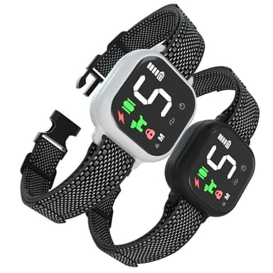 Meloive Collier Anti Aboiement Chien Automatique,Anti-aboiement Intelligent,3 Modes Son/Vibration/Choc Statique,8 Niveaux de Sensibilité,Étanche et Rechargeable,Lot de 2