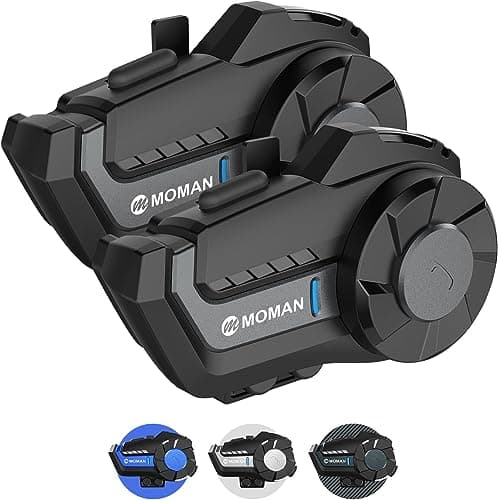 Moman Intercom Moto, H2 Pro【2 Unités Noir】 Main Libre Casque Duo Système d'Interphone Wireless 5.1 avec Radio FM Suppression Bruit DSP&CVC IP65 Étanche, Intercom-Moto-Interphone-Casque-Headset
