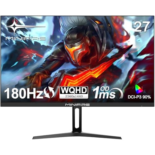 Minifire Écran PC Gamer 27 Pouces, 180Hz, IPS, 1ms, WQHD 2560 X 1440, 120% sRGB, AMD FreeSync, Inclinaison Réglable, Prend en Charge HDMI2.0/DP1.2, Compatible avec Mural VESA75*75MM- MFG27F4Q