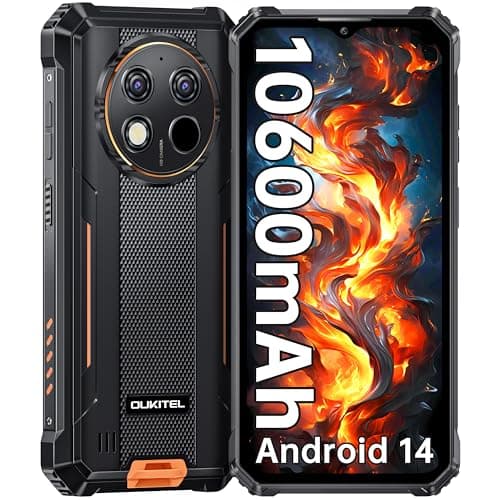 OUKITEL WP28S Telephone Incassable - 8+128GO,Android 14 Smartphone Incassable IP68,6.52" HD, 4G Telephone Portable Incassable 10600mAh,13MP Caméra Primaire,4G Dual SIM/GPS/NFC/2Ans Garantie,Orang