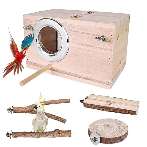 Maison De Nids D'Oiseau, Nichoirs en Bois Naturel, Maison De Nidification De Perruche, Boîte Nid pour Perroquet, Psittacula Agapornis, Oîte De Cage De Volière pour Conake Perch Inséparables Cockatiel