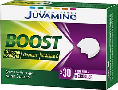 JUVAMINE - BOOST Vitamine C Ginseng & Guarana - 30 Comprimés à croquer Pour Réduire La Fatigue,Stress