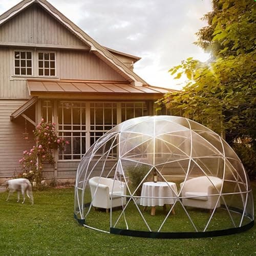 twostronking Tente Dôme Igloo De Jardin, avec Cadre en Abs, Couverture Transparente en PVC, Vue Panoramique à 360 °, 12 Pieds De Diamètre, Coupe-Vent à 10 Niveaux, Convient pour L'extérieur, Terrasse