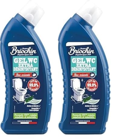 JACQUES BRIOCHIN - Gel WC Extra Désinfectant - Elimine 99.9% des Bactéries - Nettoie,Détartre - Compatible Fosse Septiques - 100% d'Origine Naturelle - Menthe & Grenade - Fabrication Française - 750ml