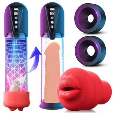 Gobeken Pompe à Pénis sex toýs homme Masturbateurs masculins avec 4 D'aspiration& 6 modes entraînement,Vakuum pumpe pompe pénis Vibromasseurs avec Vaginette Silicone, Sextoy Homme Masturbateur
