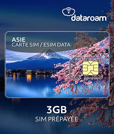 Carte SIM prépayée 3Gb Asie - Japon - Chine - Thaïlande - Corée du Sud - Singapour - Inde