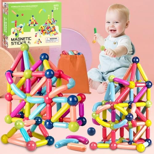 RDDAIPE Bloc Construction Magnetique Enfant, 88pcs Boules Magnétiques et Tiges, Bloc de Construction Magnétique Montessori, Jeux Construction Magnétique, Jeux Jouet Magnetique Enfant Âgés de 3 Ans +