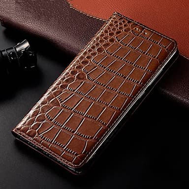 LIFEKA Étui en Cuir de Luxe imprimé Crocodile pour iPhone 14 13 12 11 Pro Max 12 13 Mini 6 6s 7 8 Plus X XR XS Max Flip Cover 5S SE Cases, Auburn, pour iPhone 12 Pro Max