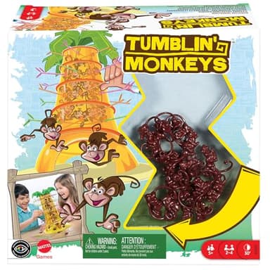 Mattel Games SOS Ouistiti, Jeu De Société et D'Adresse Familial Pour Enfants Et Adultes Avec 30 Singes, 30 Bâtons Multicolores Et 1 Dé Spécial, 2 À 4 Joueurs, Jouet pour Enfant de 5 ans et Plus, 52563