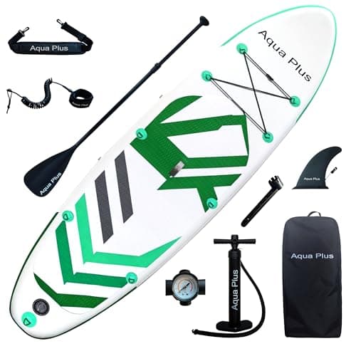 Aqua Plus Sup Gonflable de 15 cm d'épaisseur pour Tous Les Niveau x de compétence Planche à pagaie Debout, pagaie, Pompe, Sac à Dos de Voyage ISUP, Laisse, bandoulière, Jeune, Adulte