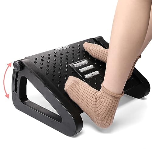 Mkitnvy Repose-Pieds bureau Avec Fonction Massage, Repose-pieds ergonomique, 6 réglables en Hauteur, pour Une Meilleure Circulation Sanguine dans Les Jambes pour bureau/maison/voyage