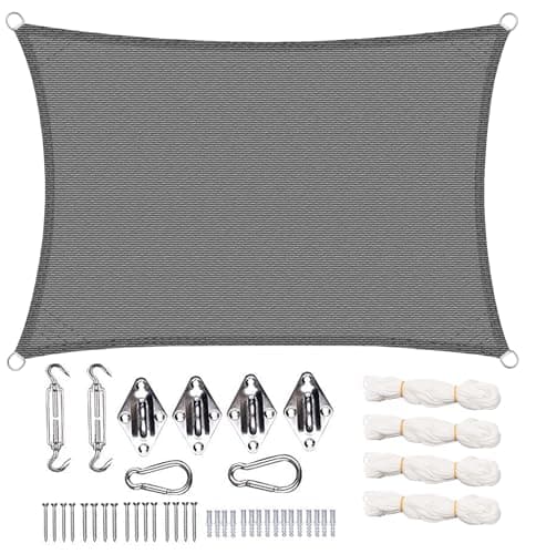 WOLTU Voile d'ombrage rectangulaire 3 x 5 m Protection Solaire HDPE perméable à l'air Protection UV avec kit de Fixation