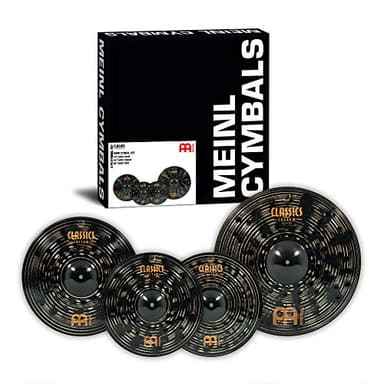 Meinl Cymbals Classics Custom Dark Ensemble de Cymbales avec Hihat 14", Crash 16" et Ride 20" pour Batterie – B12 Bronze, Finition Sombre, Fabriquée en Allemagne (CC141620)