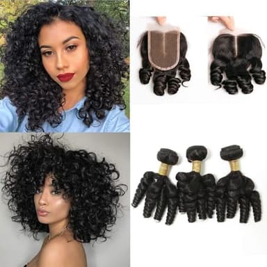 Beyla Meches Cheveux Humains Bresilienne Rémy Perruques 8" 8" 8" tissage avec Lace closure 8"