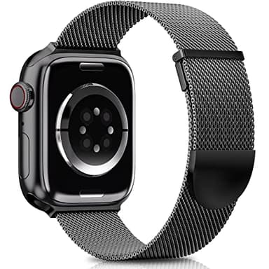 Higgs Bracelet Milanese Magnétique Compatible Apple Watch 38/40/41/42/44/45/46/49mm – Bracelets pour Series Ultra/SE/9/8/7/6/5/4/3/2/1 – Réglable Noir– Homme Femme