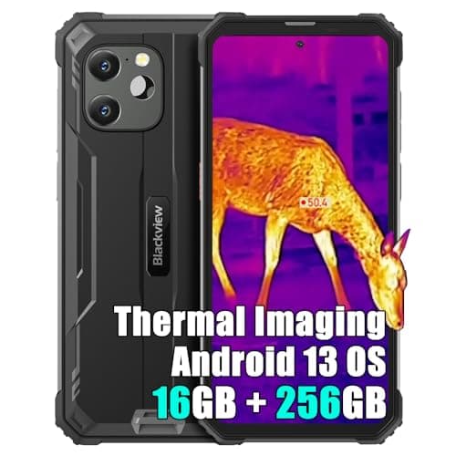 Blackview BV8900 Téléphone Portable Incassable, Caméra Thermique, 16Go+256Go Téléphone Débloqué 4G, 64MP, Android 13, 10000mAh, 6.5"FDH+ Smartphone Incassable Etanche, GPS/NFC/OTG,2 Ans Garantie, Noir