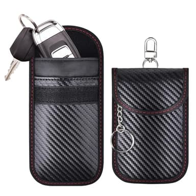 DONOONIS Lot de 2 Etui Anti RFID Carte Voiture, Sac à Clés, Pochette Anti Piratage,Protection de Clé Radio RFID 14 x 9 cm, Blindage sans Clé, Sac à Clés Bloqueur Faraday, étui à Clés