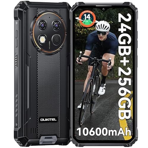 OUKITEL G1 Android 14 Téléphone Portable Incassable - 24Go+256Go(1 to) Smartphone Batterie 10600mAh Écran 6.52" HD+ IPS 48MP Double Caméra Téléphone Etanche Antichoc Dual SIM/NFC/OTG/Empreinte/Face ID