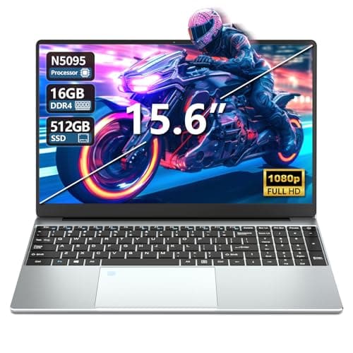 Ordinateur Portable 15,6", Windows 11 PC Portable 16Go RAM 512Go SSD, Celeron N5095 CPU, Clavier Rétro-éclairé, Déverrouillage Empreinte, 180°Opening and Closing Laptop 1080P Écran, Mini-HDMI+USB3.0