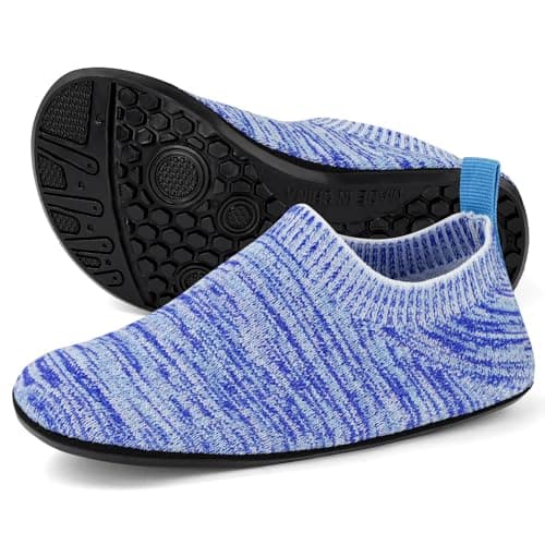 HOTUT Chaussons Enfants, Garçon Filles Respirant Pantoufles, Respirant Chaussons Antidérapante, Chausson Souple Bebe, Chaussette Chausson Enfant, Chaussures Unisexe - Bleu EU 26/27
