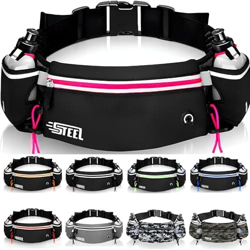 Ceinture Running Hydratation Course a Pied, Sac Banane Porte Gourde, Bouteille accessoires Etanche Réfléchissant pour Trail Jogging Footing Randonnée Vélo, Cadeau Homme Femme Smartphone iPhone Samsung