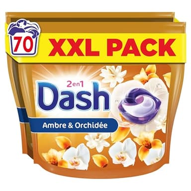 Dash 2en1 PODS, Lessive En Capsule, 70 Lavages, Souffle Précieux, 3 SEMAINES DE FRAÎCHEUR* AVEC L’ADOUCISSANT LENOR, Fabriquée En France, Dash 2in1