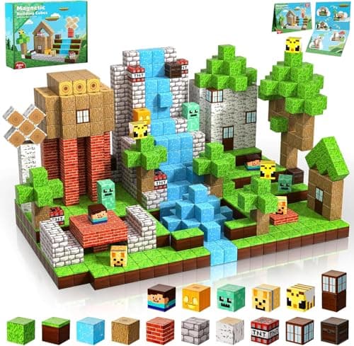 ToyUnited Blocs de Construction Magnétiques, 100 Pièces Ensemble de Blocs Magnétiques pour Construire, Jouet Montessori pour Enfants de 3 à 9 Ans,Cadeau Pâques et d'Anniversaire pour Garçons et Filles