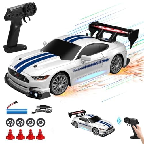 Voiture Télécommandée Drift, 1:24 4WD RC Drift Car 30 km/h Voiture RC Car Jouets Voiture de Dérive Télécommandée Voiture Radiocommandée Tout Terrain avec Lumières LED pour Garçon Fille Jouet Enfant