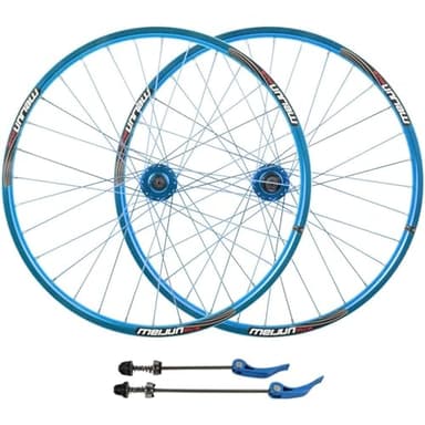 Paire de Roues de VTT 26 Pouces Kit de Roues de Vélo Frein à Disque Roues Avant Arrière Jante en Alliage à Double Paroi à Dégagement Rapide 7 à 10 Vitesses