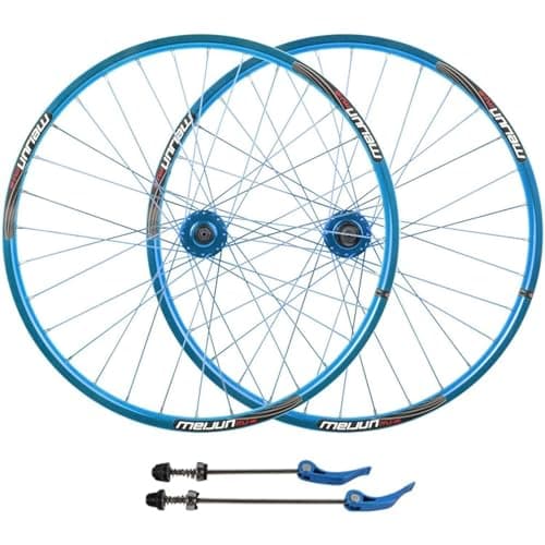 Paire de Roues de VTT 26 Pouces Kit de Roues de Vélo Frein à Disque Roues Avant Arrière Jante en Alliage à Double Paroi à Dégagement Rapide 7 à 10 Vitesses