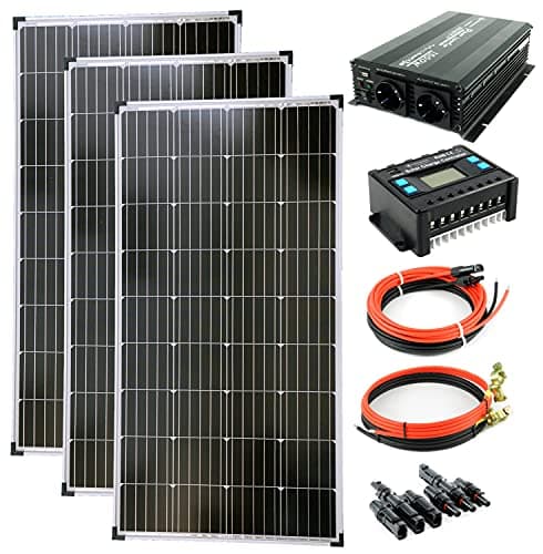 SOLARTRONICS Kit complet 3 panneaux solaires de 130 W, convertisseur de 1500 W, régulateur de charge, installation d'îlot photovoltaïque