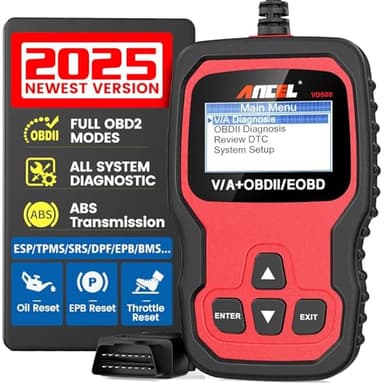 ANCEL VD500Pro Tout Système Scanner Diagnostic Auto pour Volkswagen VW Audi Skoda Seat Lecteur OBD2 EPB ABS SRS Remise à Zéro Vidange Moteur et des Plaquettes à Frein et de Position du Papillon