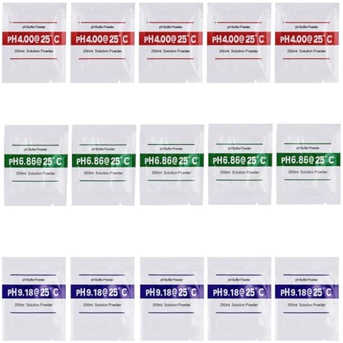 Lot de 15 poudres d'étalonnage pour pH-mètre 4.00 | 6.86 | 9.18, poudre d'étalonnage du pH, solution tampon pH