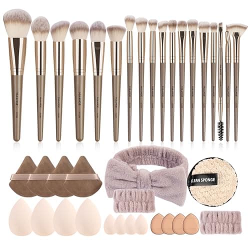 MAANGE Lot de 38 pinceaux de maquillage synthétiques de qualité supérieure - Outils de maquillage professionnels (champagne)