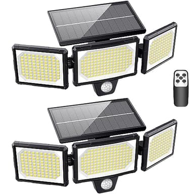 [Lot de 2] Lampes Solaires Extérieur Puissante - 304LED Projecteur Lumière Solaire Extérieure avec Détecteur de Mouvement, 3000LM, 320°éclairage Grand Angle IP65 Solaire éclairage Mural d'extérieur