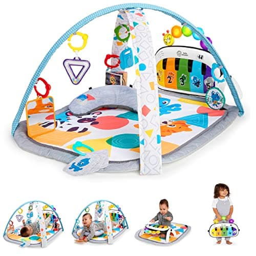 Baby Einstein, Tapis Musical D’Éveil pour Bébé 4 en 1 Kickin' Tunes avec Piano, 70+ sons, 25+ min de musique et lumières, arche de jue,7 jouets d'activité amovibles, 4 langues, dès la naissance