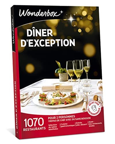 Wonderbox - Coffret Cadeau - Dîner d'Exception - 1070 Restaurants Gastronomiques renommés, labellisés ou étoilés pour 2 Personnes - Idée Cadeau Original Gastro