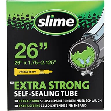 Slime Chambre à Air de Vélo avec Produit Anti-crevaison, Auto, Prévention et Réparation, Valve, 47/57-559mm (26" x 1,75-2,125"), Black, 26in Presta