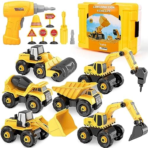6 en 1 Démonter et Assembler Camion DIY Construction Véhicules Kit avec Jeu Perceuse Électrique pour Enfant Jeu éducatif de Garçons et Filles