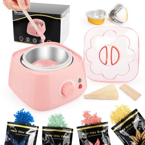 LWMTT Chauffe Cire Épilation Professionnelle 500ml Appareil Cire Epilation avec 400g Perles de Cires - Machine à Cires Épilation Sourcils, Visage, Bikini - Rose