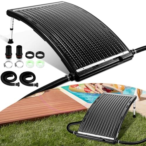 Jayseuw Chauffage Solaire de Piscine - Panneau Solaire - 113 x 69x 35 cm - Hauteur réglable - Chauffage Solaire 10 000 l/h - Connexion 32-40 mm - Chauffage Solaire Extensible