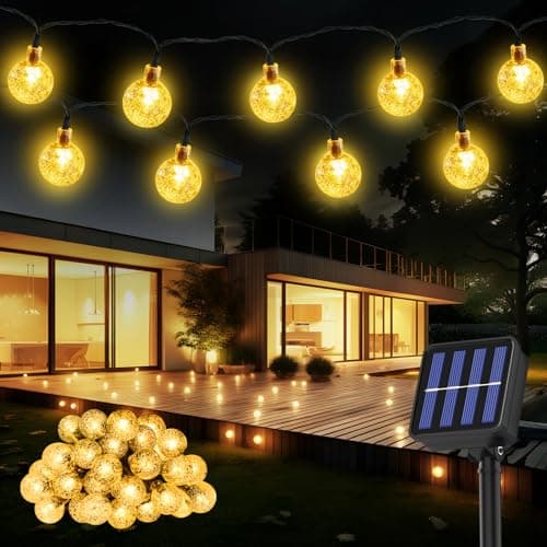 Suright Guirlande Lumiere Solaire Exterieur,8M 30LED Guirlande Lumineuse Exterieure Solaire,8 Modes IP65 Etanche Guirlande Guinguette Exterieur Pour DéCoration Jardin,Balcon,Cour,Mariage Blanc Chaud