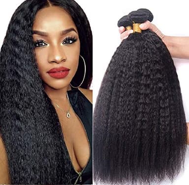 Tissage Bresilien en lot Kinky Straight Hair Cheveux Naturels Bresilienne Tissage Naturel Cheveux Humain Bouclé Naturel Bresilienne Yaki Raide Meches Bresiliennes Naturelles (10 12 14pouces)